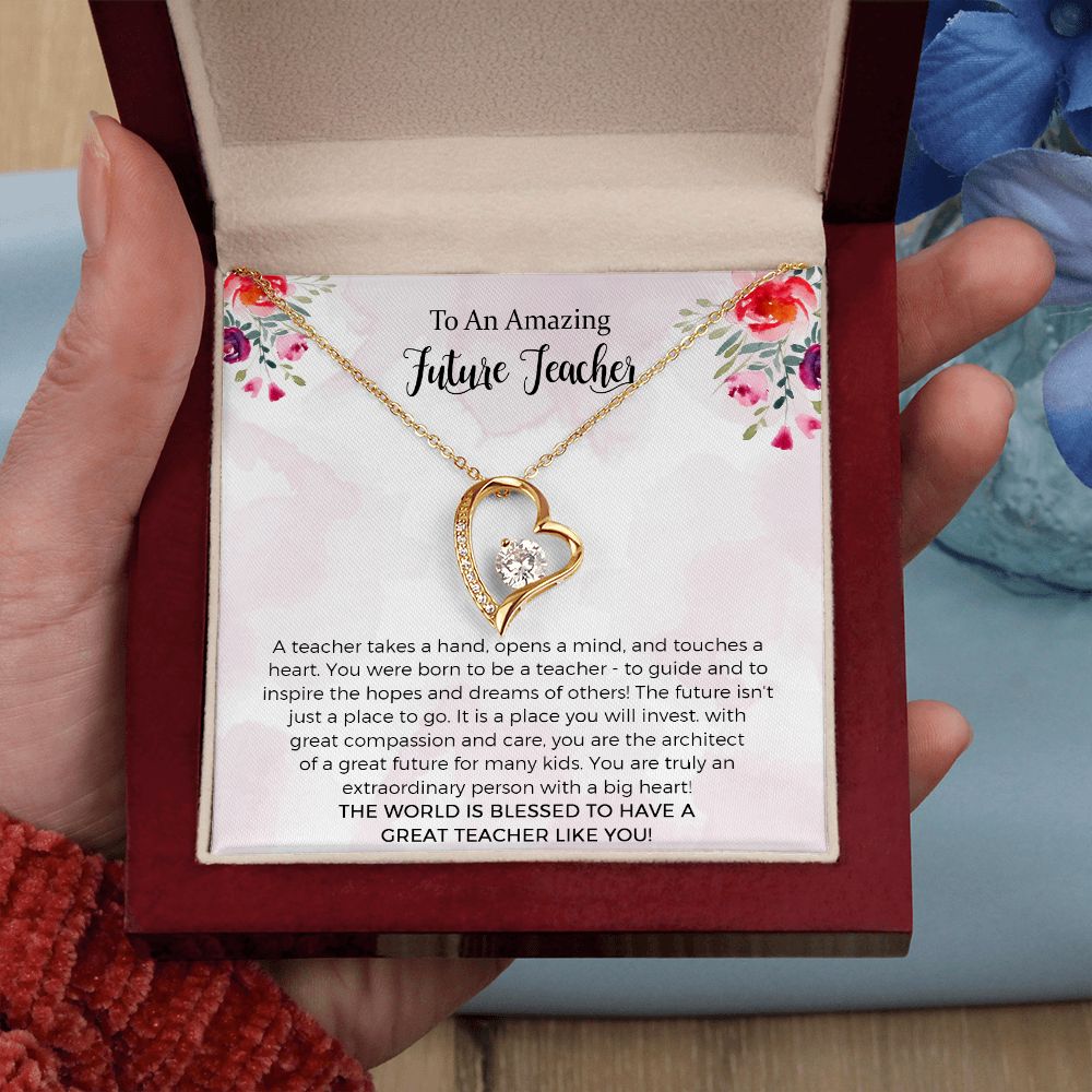 Teacher Forever Love Necklace, Future Teacher Gift, Love Knot Necklace, Graduate Teacher Necklace