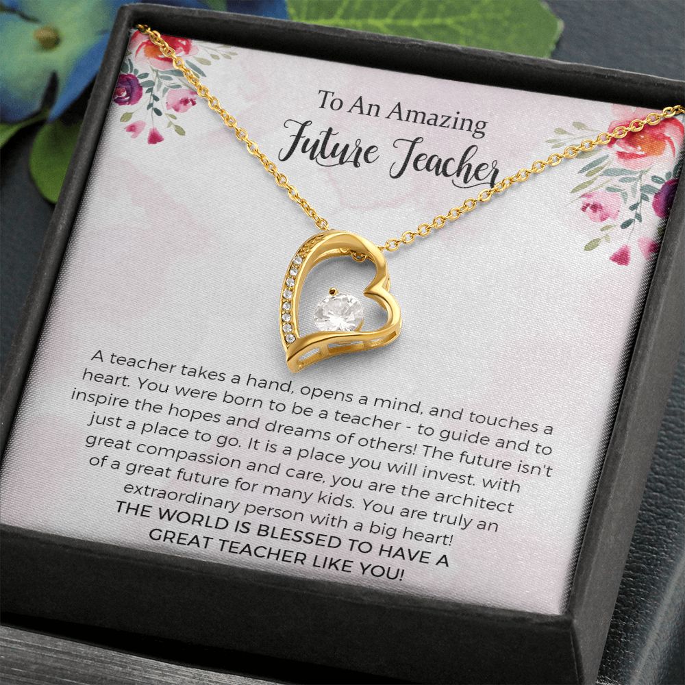 Teacher Forever Love Necklace, Future Teacher Gift, Love Knot Necklace, Graduate Teacher Necklace