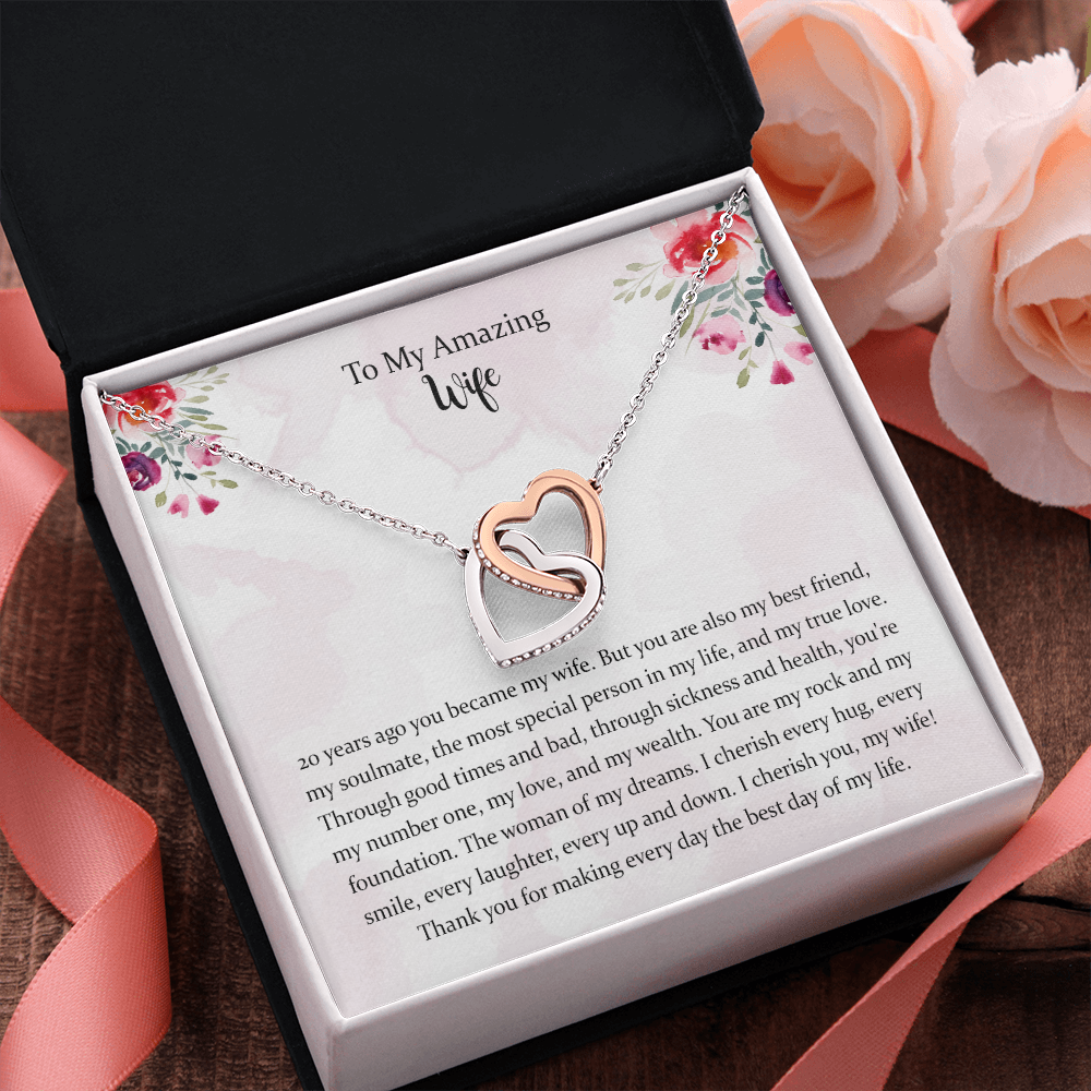 20th Anniversary Interlocking Heart Necklace Gift For Wife