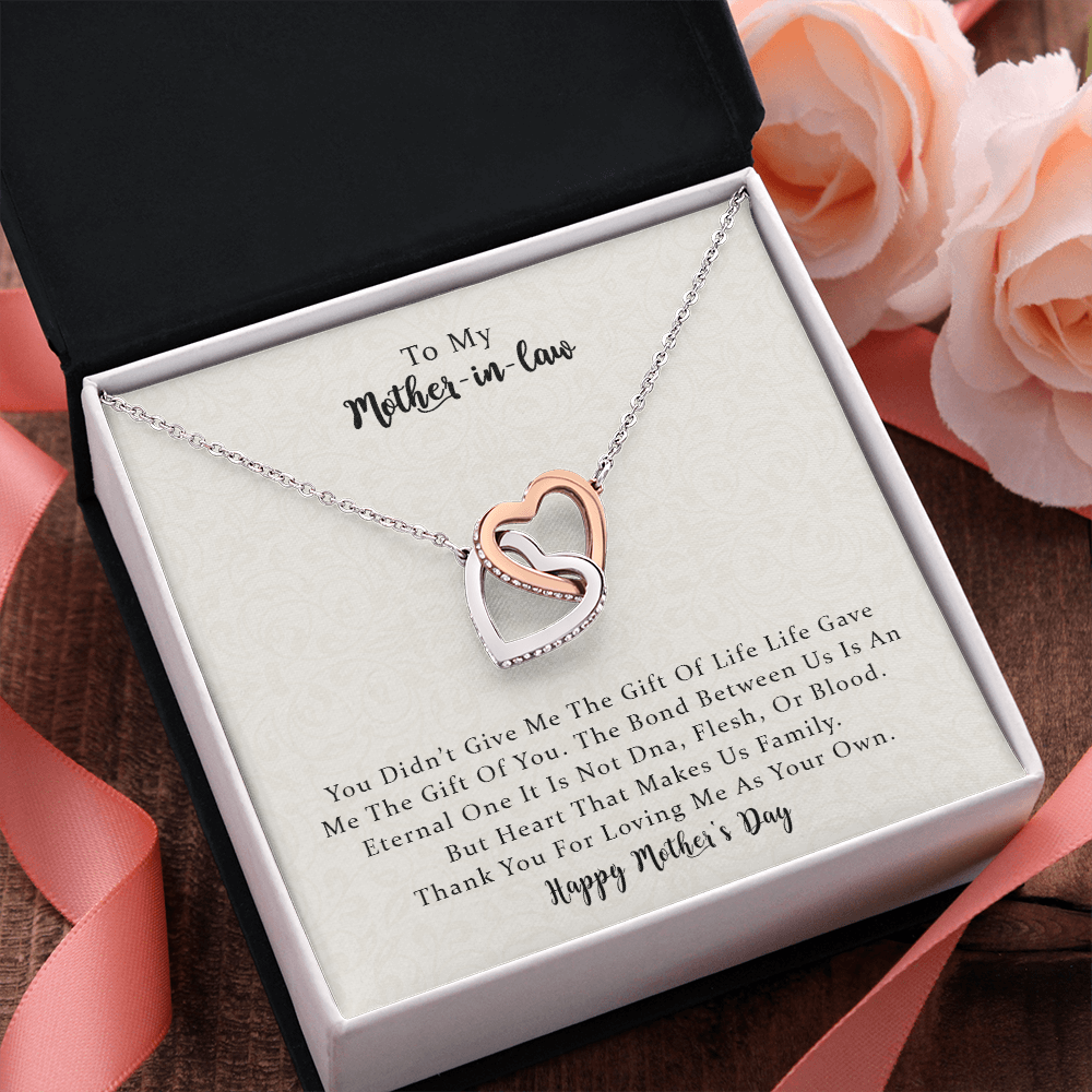 To My Mother In Law, Our Bond Is An Eternal One, Interlocking Heart Necklace For Mother-in-law