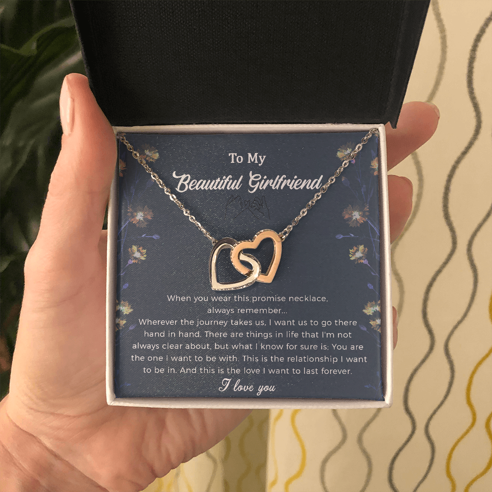 To My Beautiful Girlfriend Promise Interlocking Heart Necklace