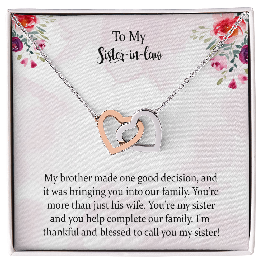Sister In Law Interlocking Heart Necklace Gift, Christmas Gift For Sister In Law, Sister In Law Jewelry, Sister In Law Birthday Gift, Future Sister In Law, Bonus Sister