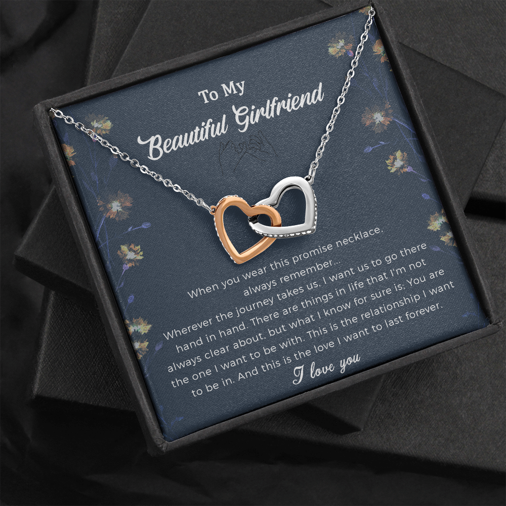 To My Beautiful Girlfriend Promise Interlocking Heart Necklace