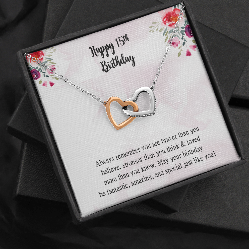 15 Birthday Two Hearts Necklace Gift For 15-year-old Teenage Girl, Custom 15th Birthday Jewelry Gift