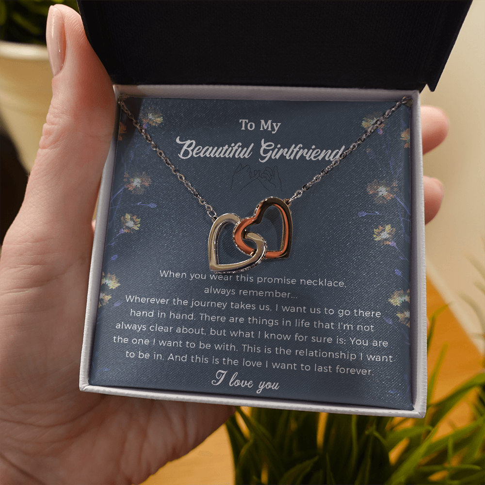 To My Beautiful Girlfriend Promise Interlocking Heart Necklace