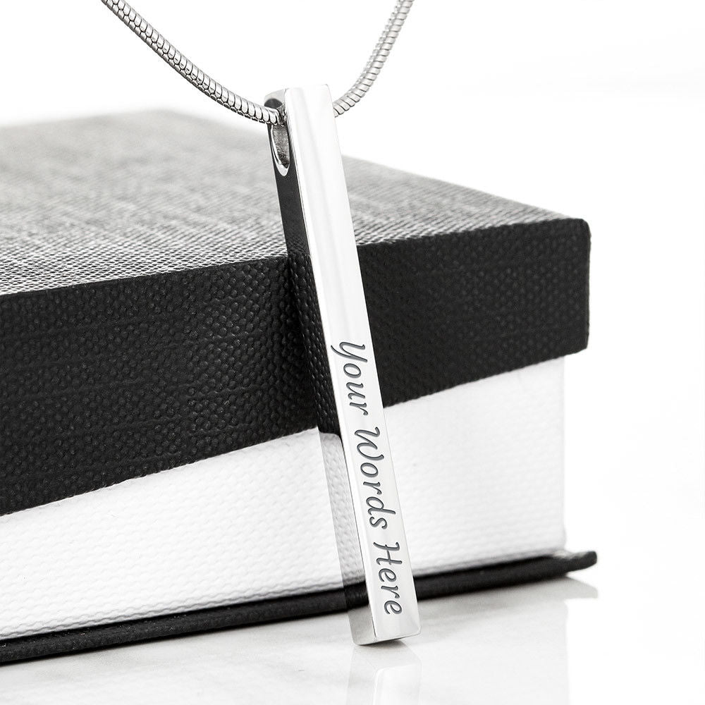 Guarded By Our Mother, Modern Bar Necklace, Mother Gift For Valentine's, Birthday, Anniversary