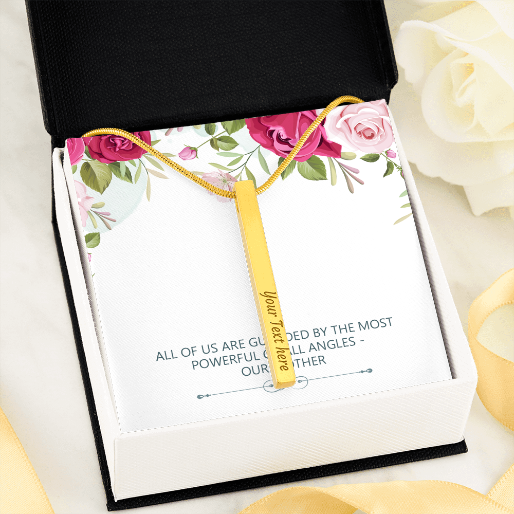 Guarded By Our Mother, Modern Bar Necklace, Mother Gift For Valentine's, Birthday, Anniversary