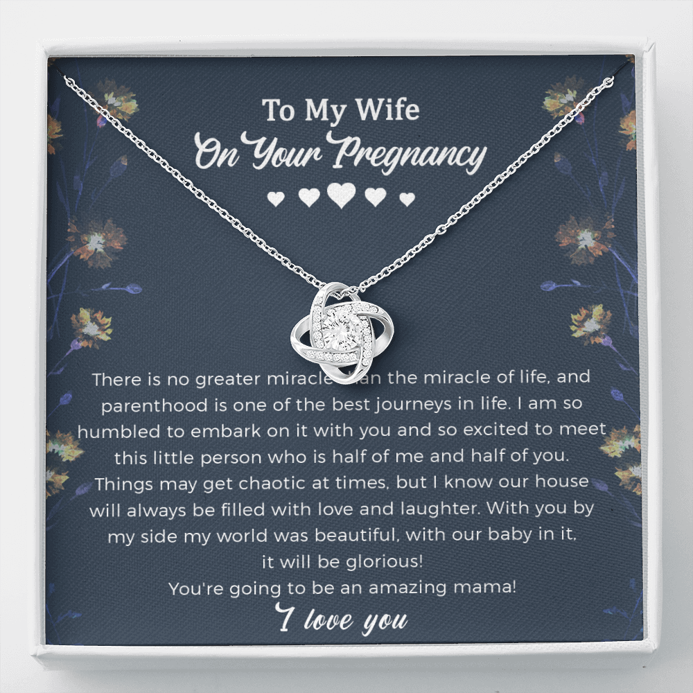 Wife Pregnancy Love Knot Necklace Gift - Amazing Mama