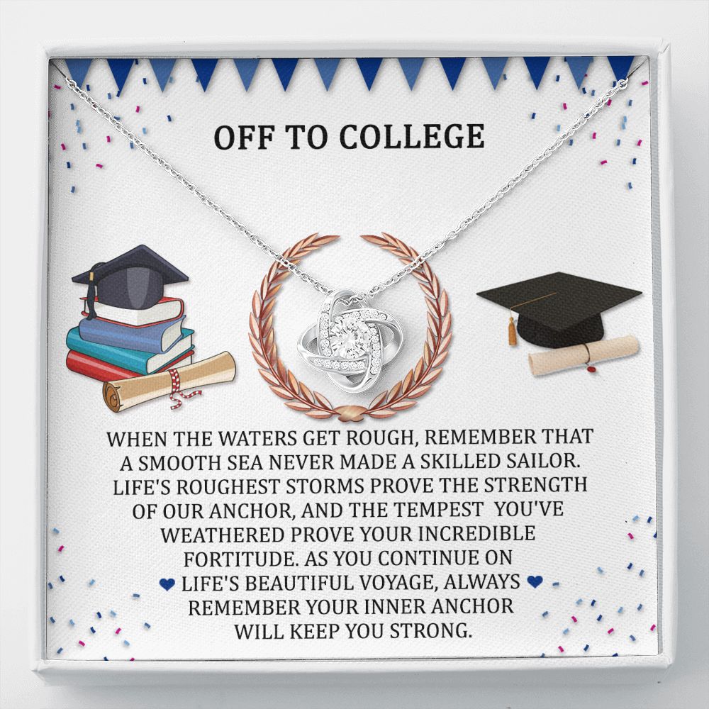 Off To College Graduation Necklace Love Knot Necklace