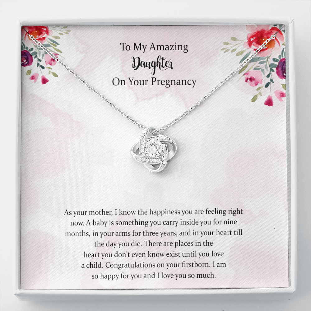 Love Knot Necklace, Pregnancy Gift For Daughter, Baby Shower Gift For Mom To Be, Gift For Expecting Mom, Pregnant Daughter Gift From Mom