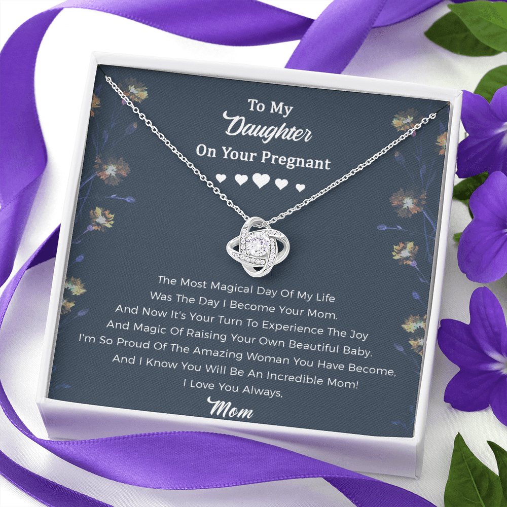 Daughter Pregnancy Love Knot Necklace - I'm So Proud Of The Amazing Woman You Have Become
