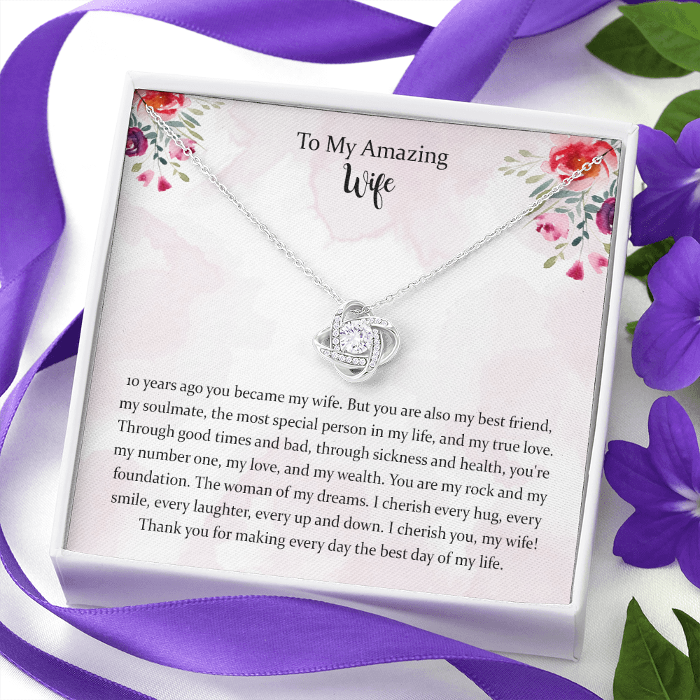 10th Anniversary Love Knot Necklace Gift For Wife