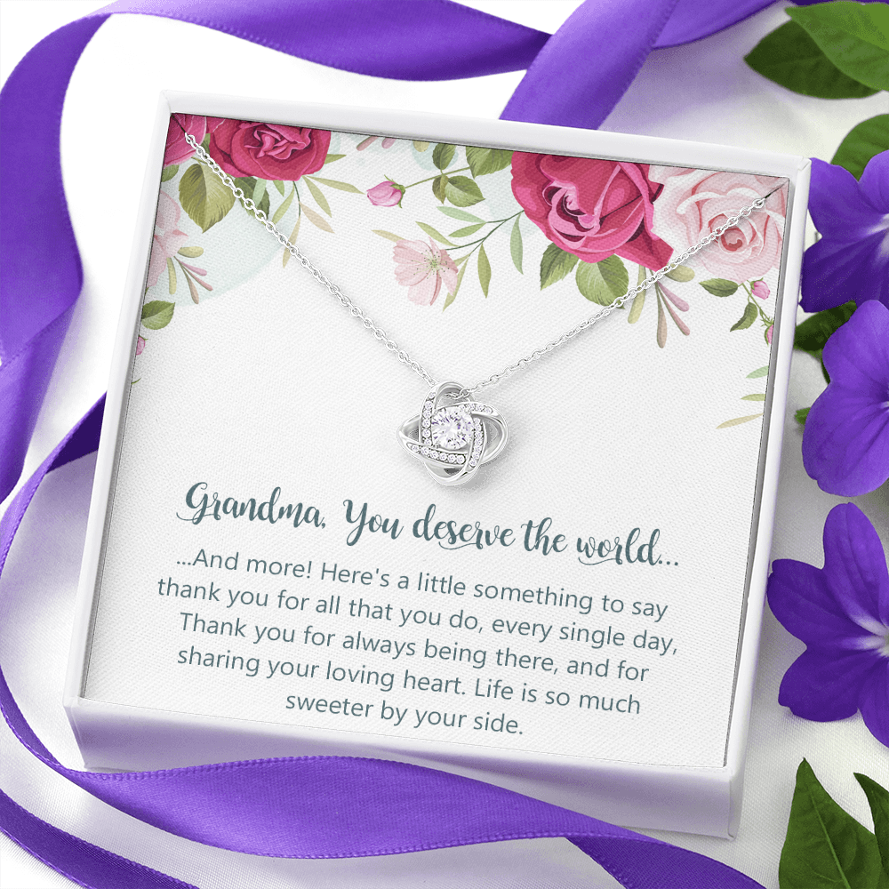Gifts for Grandma Necklace Love Knot Necklace Birthday Gifts for Grandma from Granddaughter