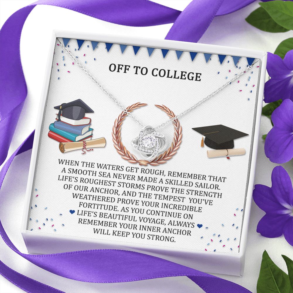 Off To College Graduation Necklace Love Knot Necklace