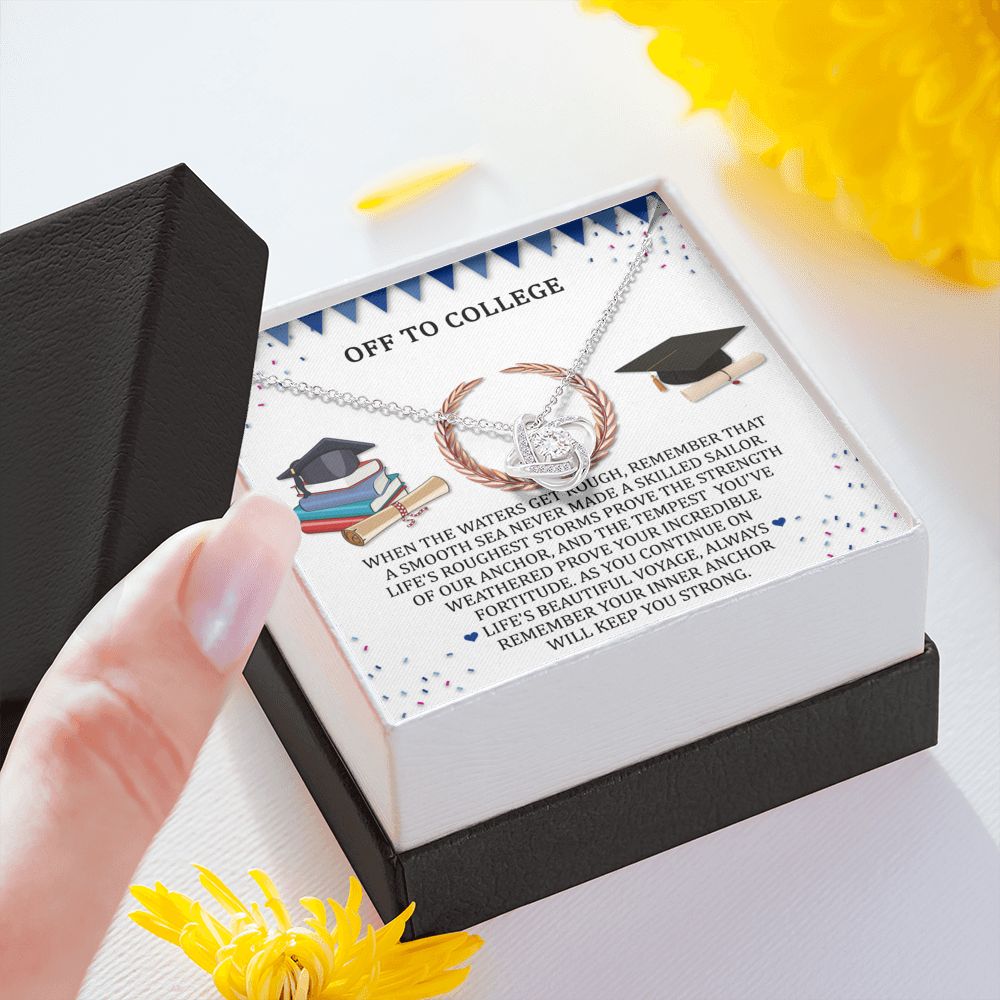 Off To College Graduation Necklace Love Knot Necklace