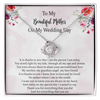 To My Beautiful Mother On My Wedding Day Love Knot Necklace, Mother Of The Bride Wedding Gift, Mother Of The Groom Jewellery Gift