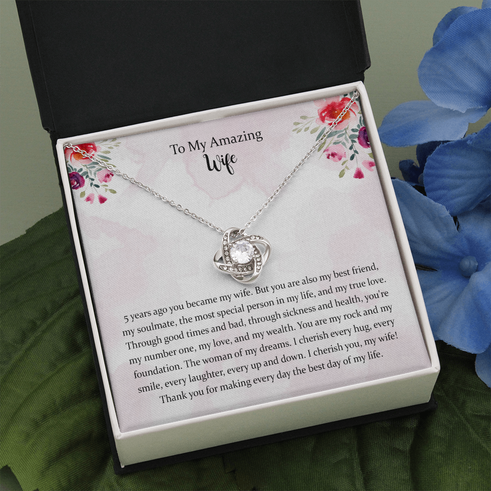 5th Anniversary Love Knot Necklace Gift For Her