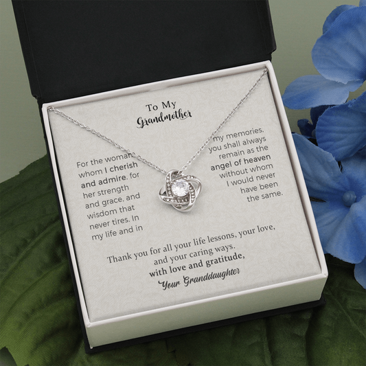 To my Darling Grandmother, Thank you for all Love Knot Necklace For Grandmother From Grandchild, Mom Necklaces For Women, Birthday Gift Ideas, Mother's Day Jewelry For Her