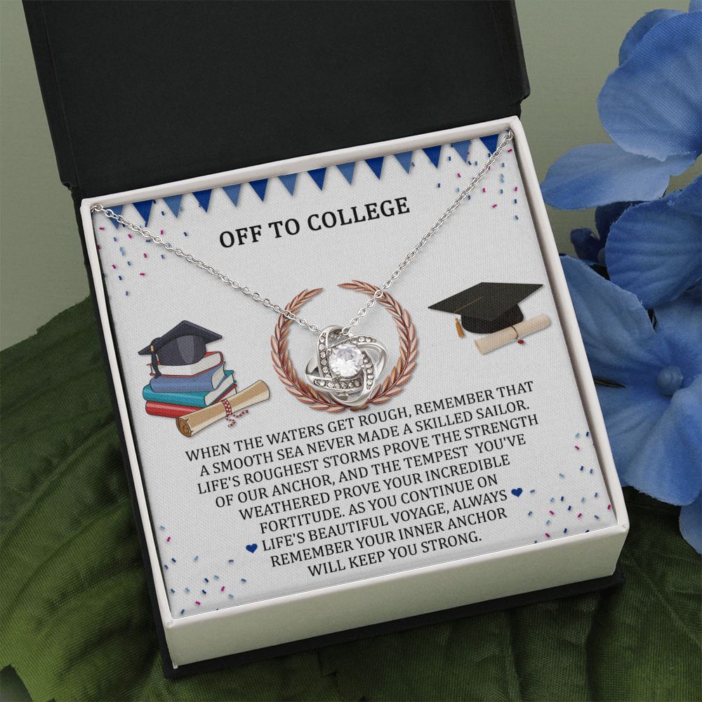 Off To College Graduation Necklace Love Knot Necklace