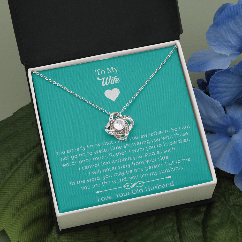 To My Wife - I Cannot Live Without You Love Knot Necklace