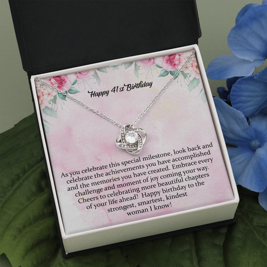 41st Birthday Gift Love Knot Necklace Birthday Gift for Her Sister Birthday Gift Daughters Birthday Wife's Birthday Happy 41st Birthday