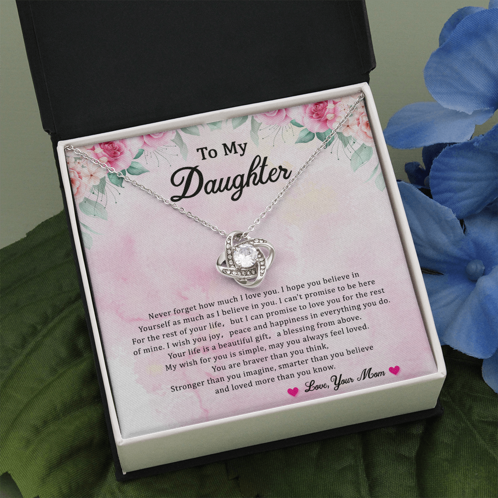 Daughter Gift From Mom Mother Daughter Necklace Birthday Graduation Christmas Jewelry Gifts For My Beautiful Daugther Adult Daughter with Message Card and Gift Box