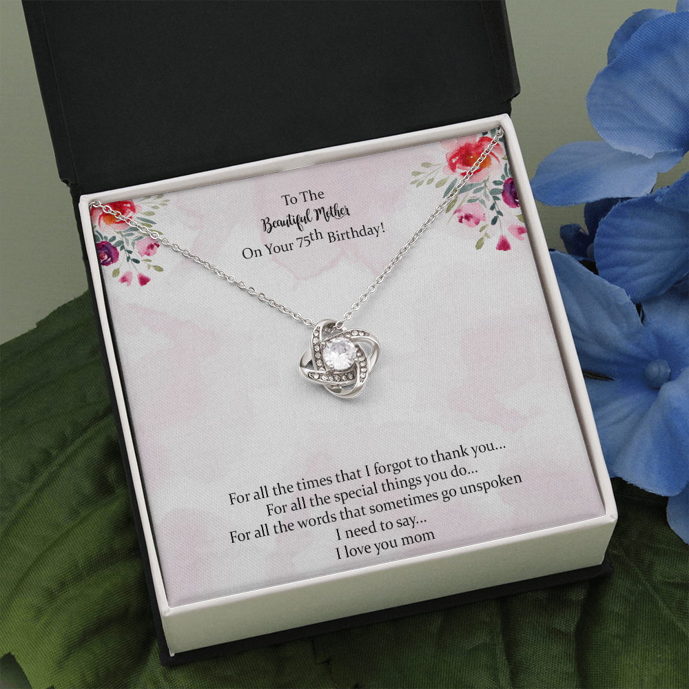 Meaningful 75th Birthday Jewelry for Mom, Gifts for Mom 75th Birthday, Traditional 75th Birthday Gifts for Mom Turning 75 Necklace