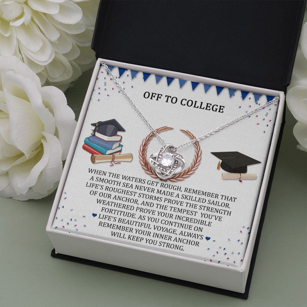 Off To College Graduation Necklace Love Knot Necklace