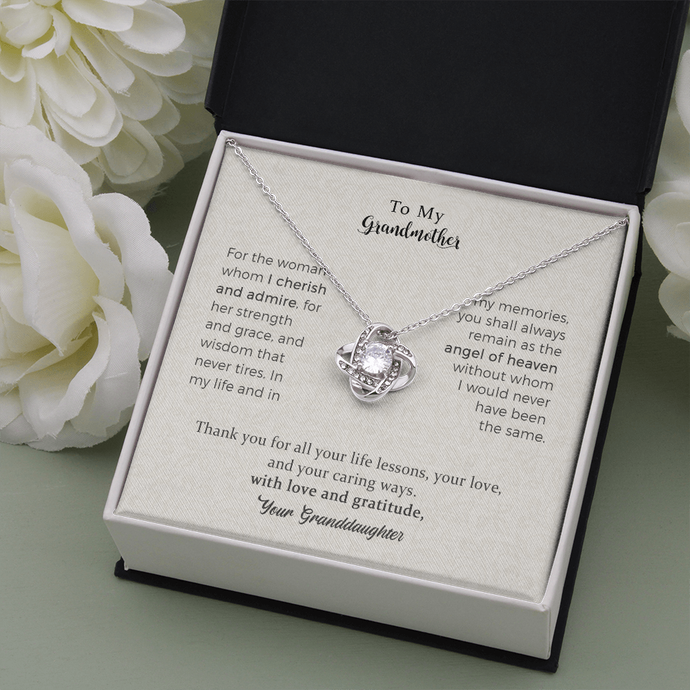 To my Darling Grandmother, Thank you for all Love Knot Necklace For Grandmother From Grandchild, Mom Necklaces For Women, Birthday Gift Ideas, Mother's Day Jewelry For Her
