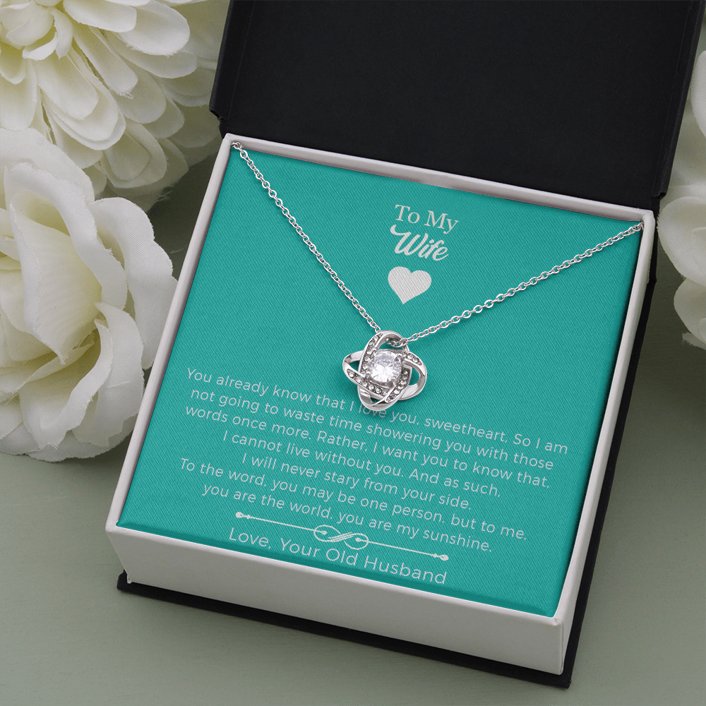 To My Wife - I Cannot Live Without You Love Knot Necklace