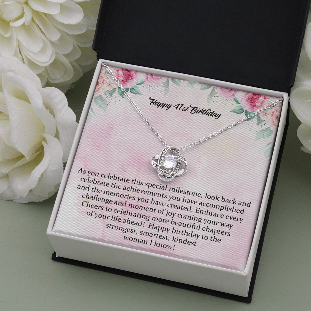 41st Birthday Gift Love Knot Necklace Birthday Gift for Her Sister Birthday Gift Daughters Birthday Wife's Birthday Happy 41st Birthday