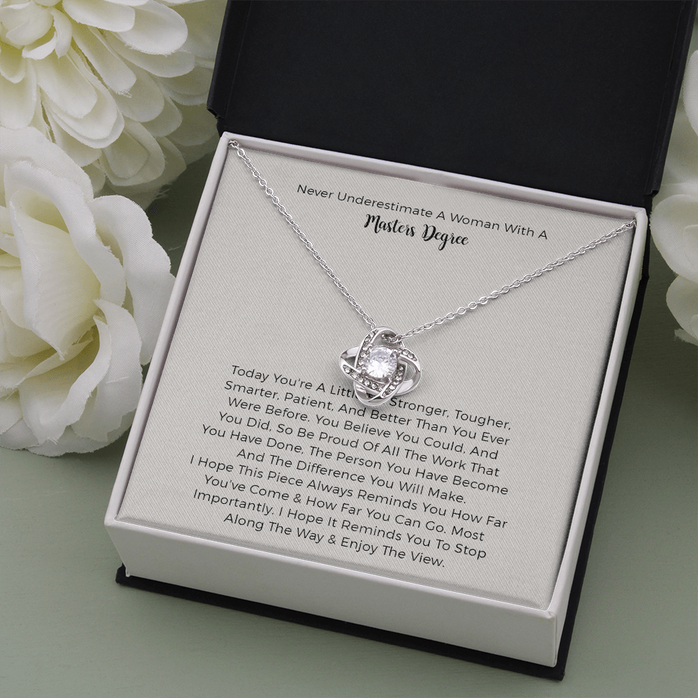 Master Degree Love Knot Necklace - Graduation Gifts For Her, Best Graduation Gifts For Friend, Graduation Gift College Male, Guy Graduation Gift