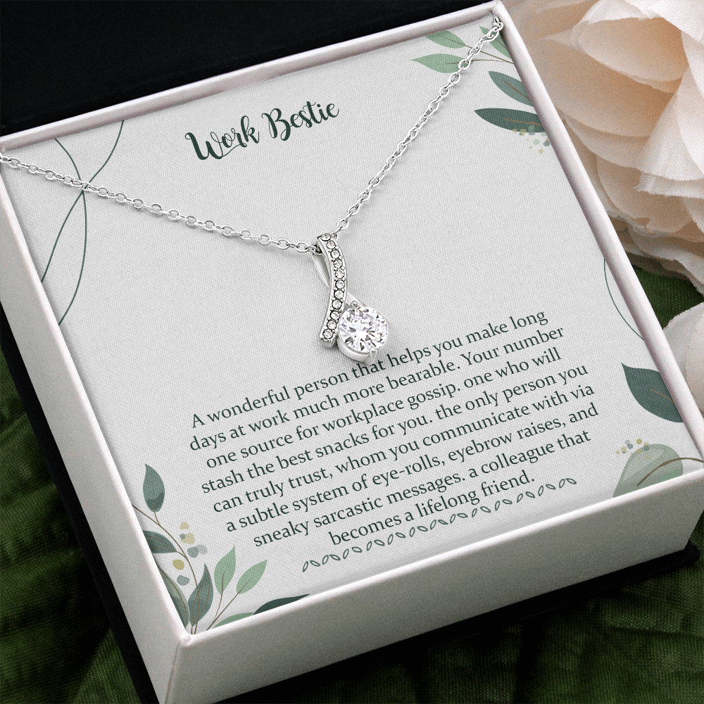 Work Bestie Funny Gift, Coworker Leaving Necklace Gift For Coworker Woman Gift Best Work Friend Work Bestie Jewelry For Her