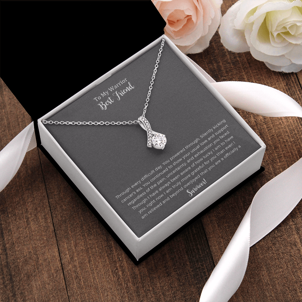 Best Friend Cancer Survivor Gift, Cancer Gift Friend, Cancer Warrior, Cancer Necklace, Encouragement, Ribbon Necklace, Last Chemo, Support