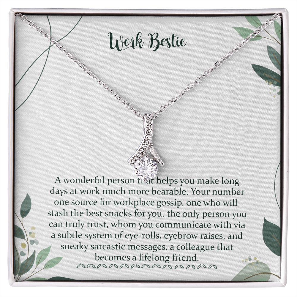 Work Bestie Funny Gift, Coworker Leaving Necklace Gift For Coworker Woman Gift Best Work Friend Work Bestie Jewelry For Her