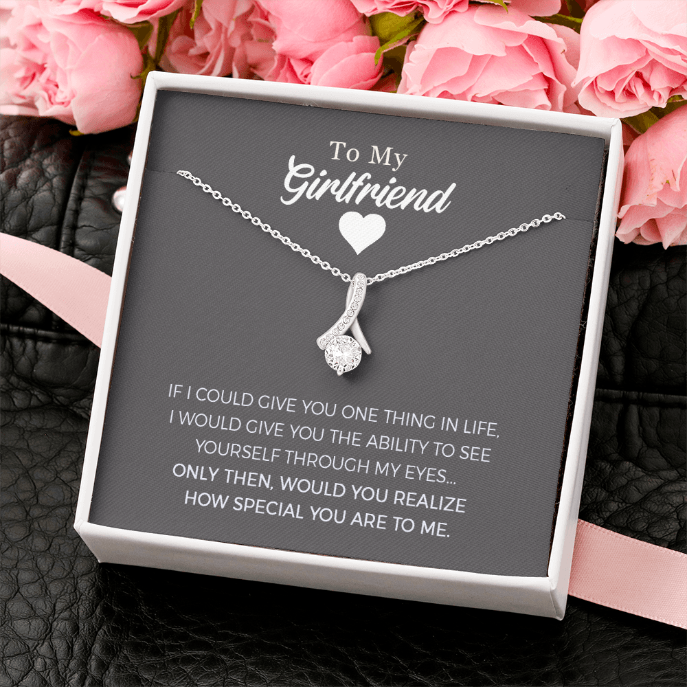 To My Girlfriend Alluring Beauty Necklace Jewelry, Girlfriend Gifts For Girlfriend On Birthday Anniversary With Message Card
