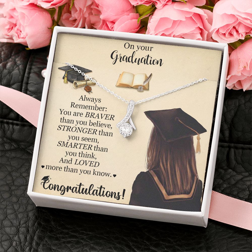 Graduation Necklace Gifts for Girls with Inspirational Message Card Always Remember You Are Braver