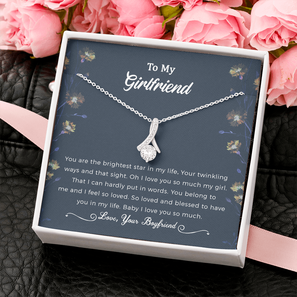 To My Girlfriend Alluring Beauty Necklace Jewelry, Girlfriend Gifts For Girlfriend On Birthday Anniversary With Message Card