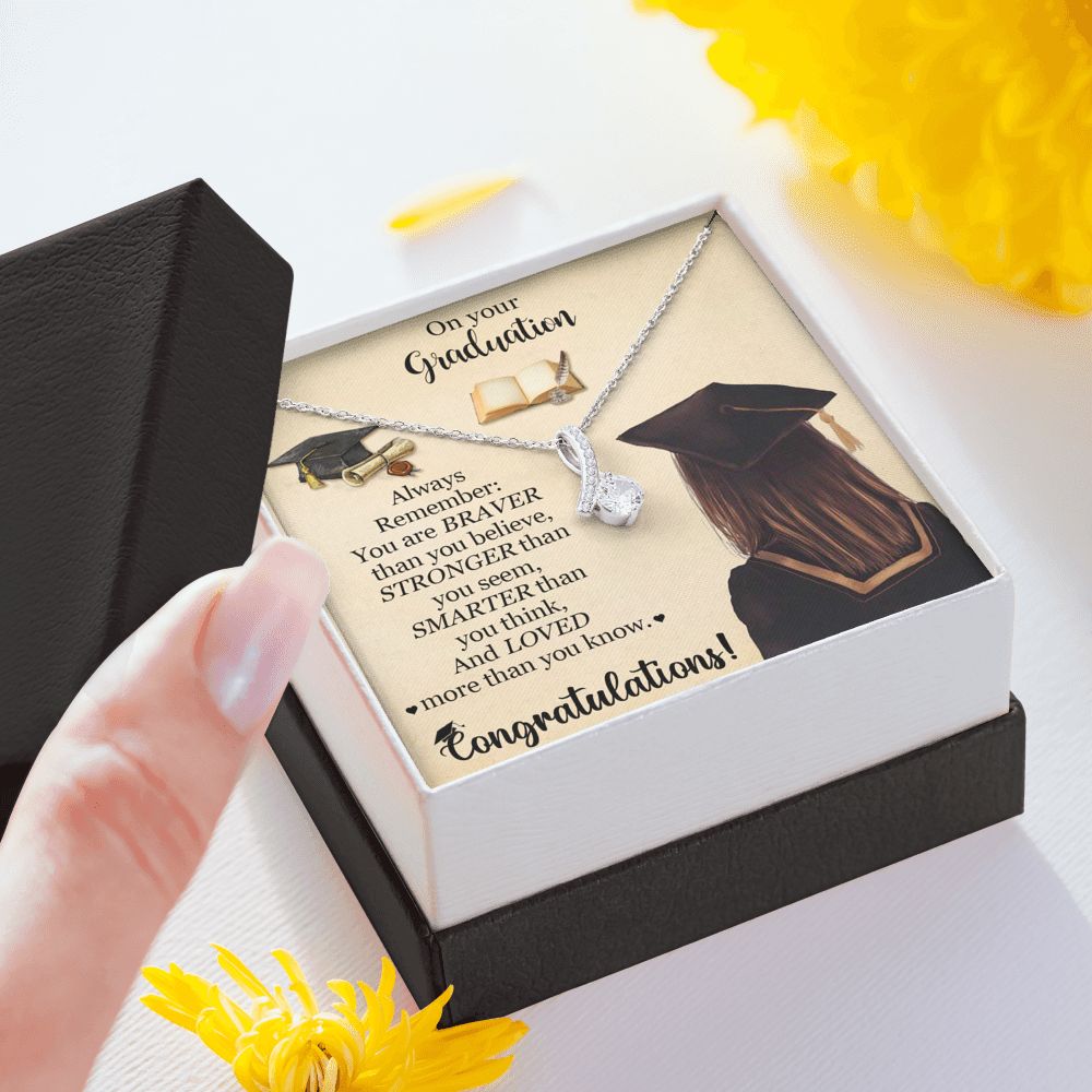 Graduation Necklace Gifts for Girls with Inspirational Message Card Always Remember You Are Braver