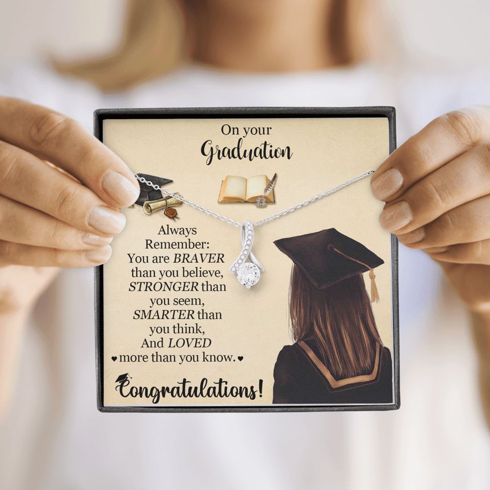 Graduation Necklace Gifts for Girls with Inspirational Message Card Always Remember You Are Braver