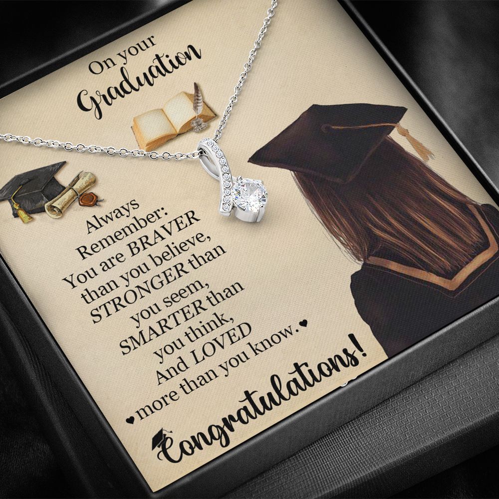 Graduation Necklace Gifts for Girls with Inspirational Message Card Always Remember You Are Braver