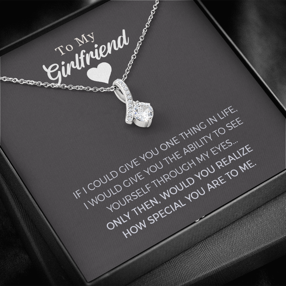 To My Girlfriend Alluring Beauty Necklace Jewelry, Girlfriend Gifts For Girlfriend On Birthday Anniversary With Message Card