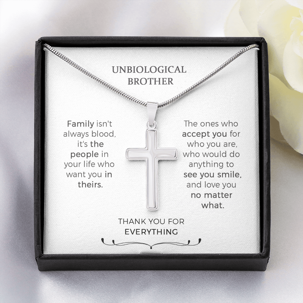 Unbiological Brother Cross Necklace, Gifts For Step Brothers, Brother In Law Gifts, Gifts For Brother In Law Birthday, Best Brother In Law