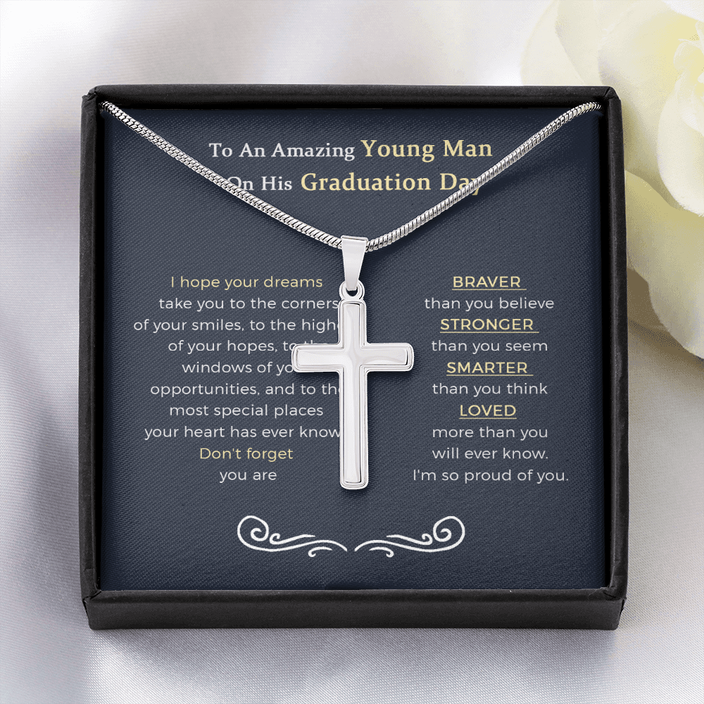 Cross Necklace   - Graduation Gifts For Him, Best Graduation Gifts For Guys, Graduation Gift College Male, Guy Graduation Gift