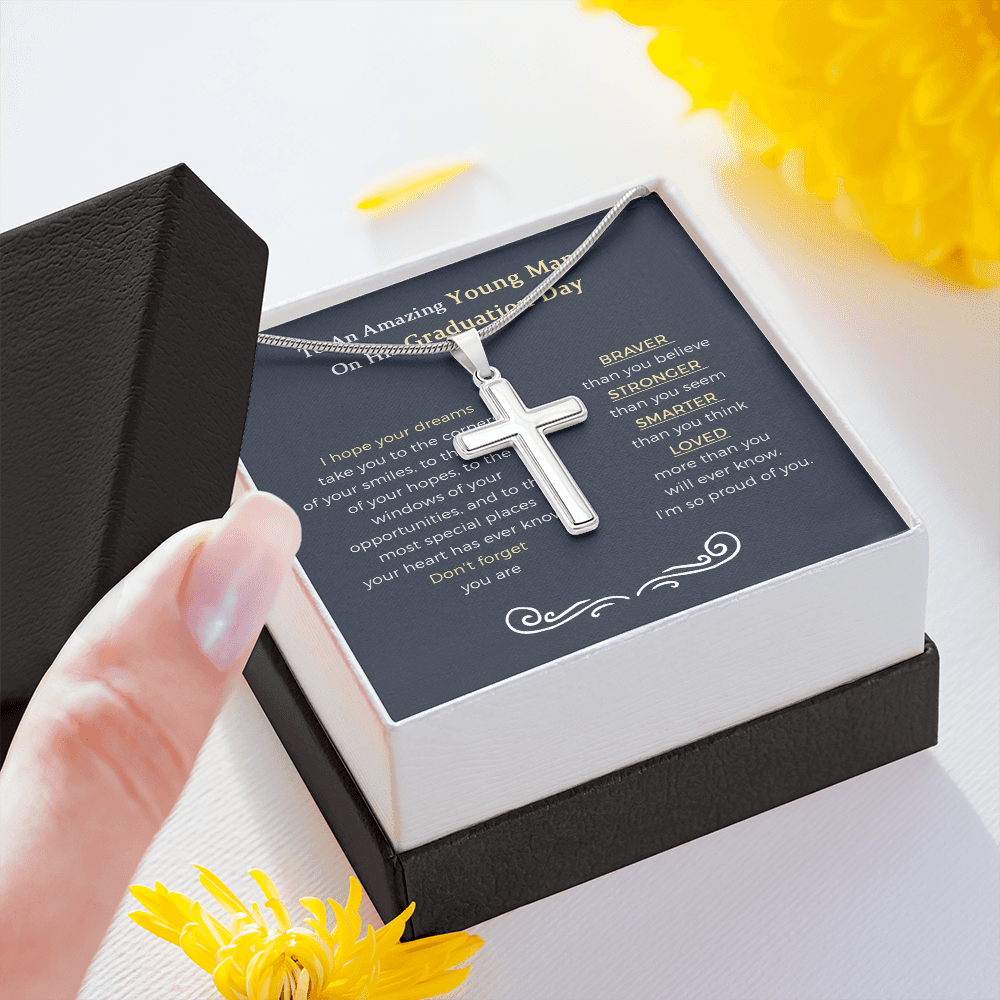Cross Necklace   - Graduation Gifts For Him, Best Graduation Gifts For Guys, Graduation Gift College Male, Guy Graduation Gift