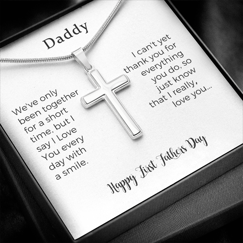 First Fathers Day Cross Necklace Gift From Baby, First Time Dad Gift, Gift For Dad From Baby, First Fathers Day Gift Ideas