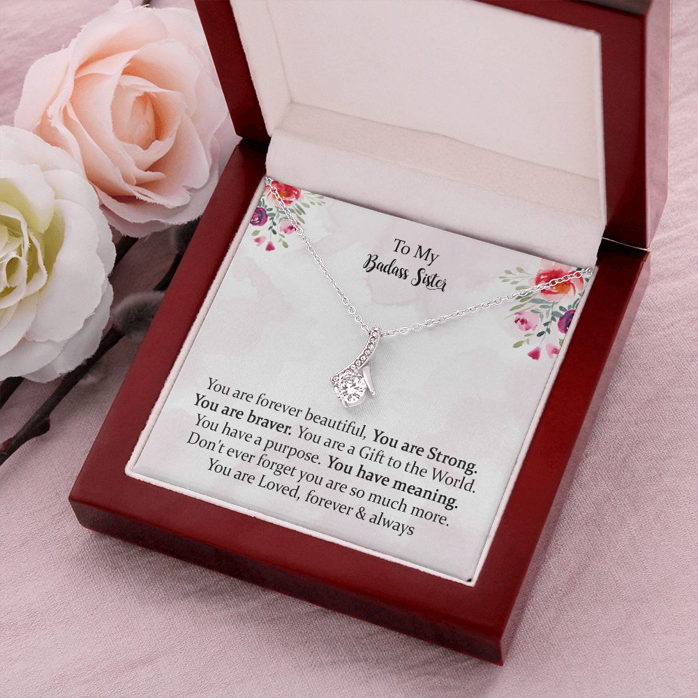 To My Badass Sister Alluring Beauty Necklace, Birthday Gift, For Sister, Graduation Gift, Grad Gift, Mother's Day Gift, Best Friend Gift