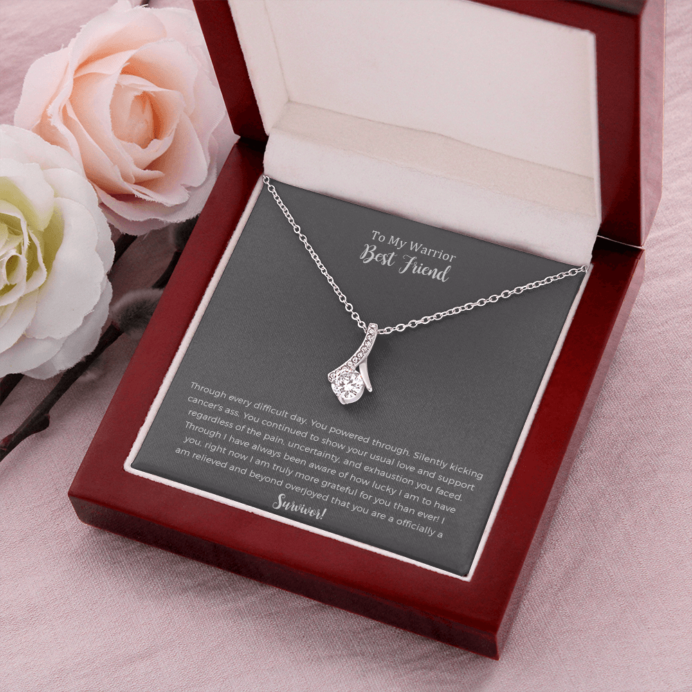Best Friend Cancer Survivor Gift, Cancer Gift Friend, Cancer Warrior, Cancer Necklace, Encouragement, Ribbon Necklace, Last Chemo, Support