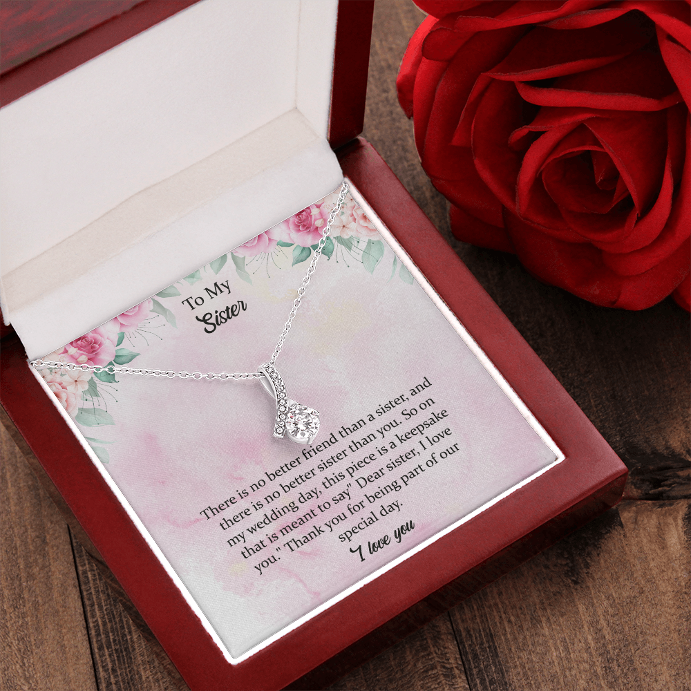 Sentimental Sister Wedding Necklace, Wedding Gift For Sister Ideas, Sister Wedding Day Gift, Sister Of The Bride Wedding Gift From Bride