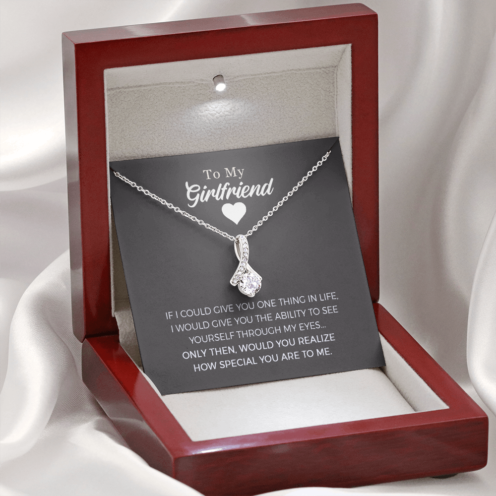 To My Girlfriend Alluring Beauty Necklace Jewelry, Girlfriend Gifts For Girlfriend On Birthday Anniversary With Message Card